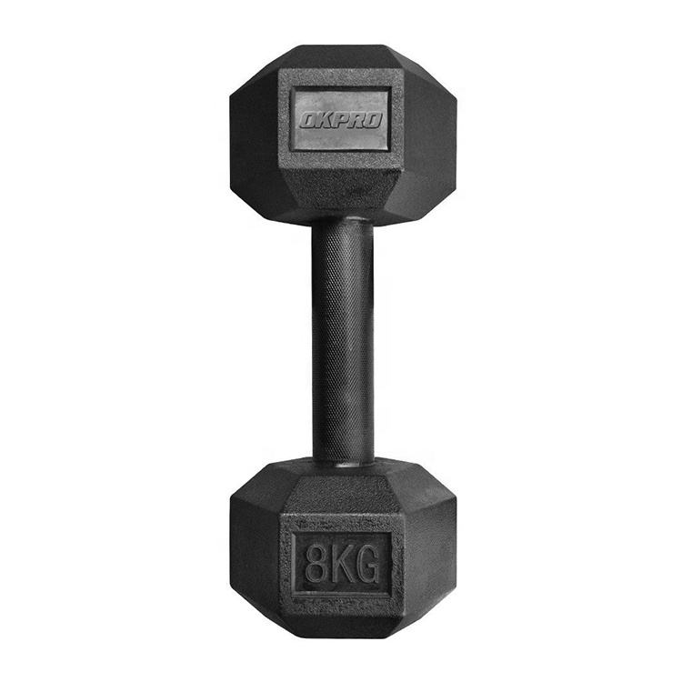 OK1013B Hex Rubber Coated Dumbbell（Black Znic Handle）